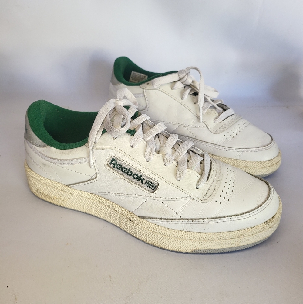 Reebok Club C 85 Retro White and Green Sneakers 6.5